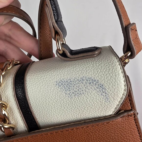 Anne Klein White & Brown Woven Crossbody w/ Detachable Wallet Pouch! - Picture 5 of 14